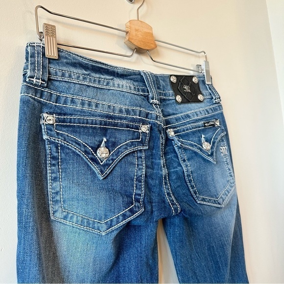MISS Me Womens Swirl Mid Rise Medium Wash Bootcut Jeans (Size:29) - Picture 10 of 15